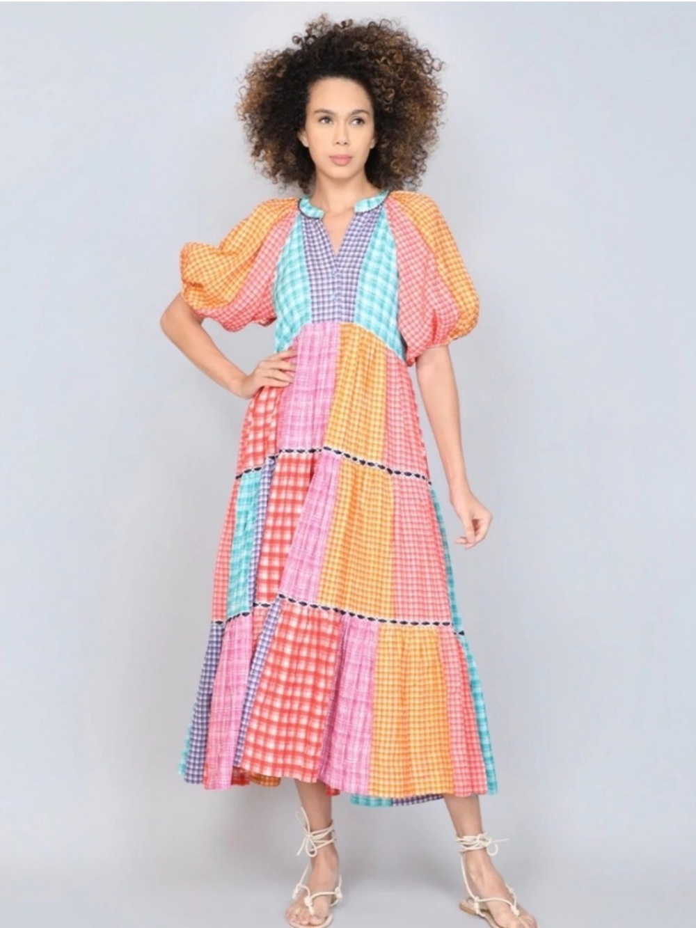 Conditions Apply Anthropologie Kim Patchwork Gingham Dress